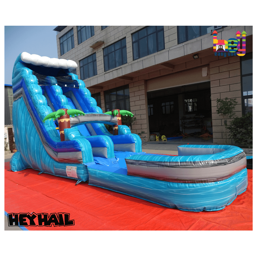 commercial giant marble blue inflatable wet slide