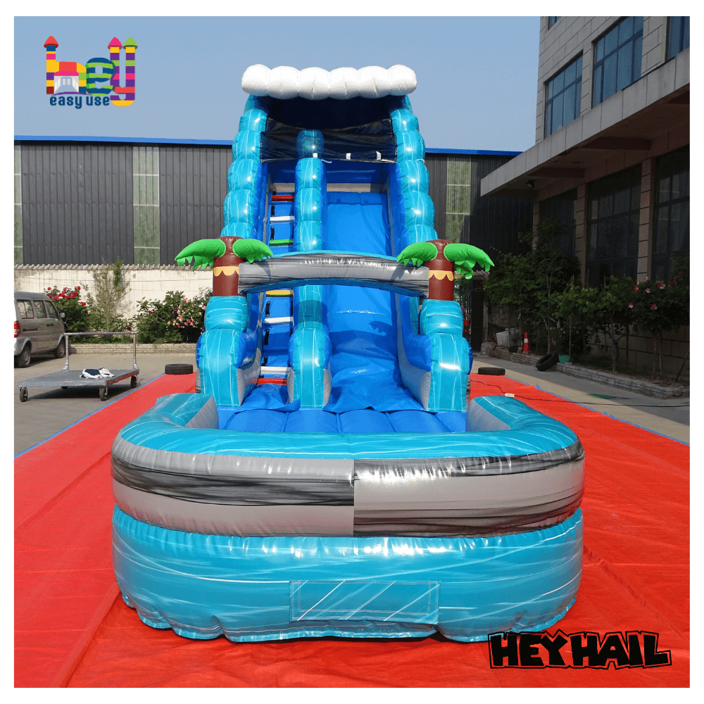 commercial giant marble blue inflatable wet slide