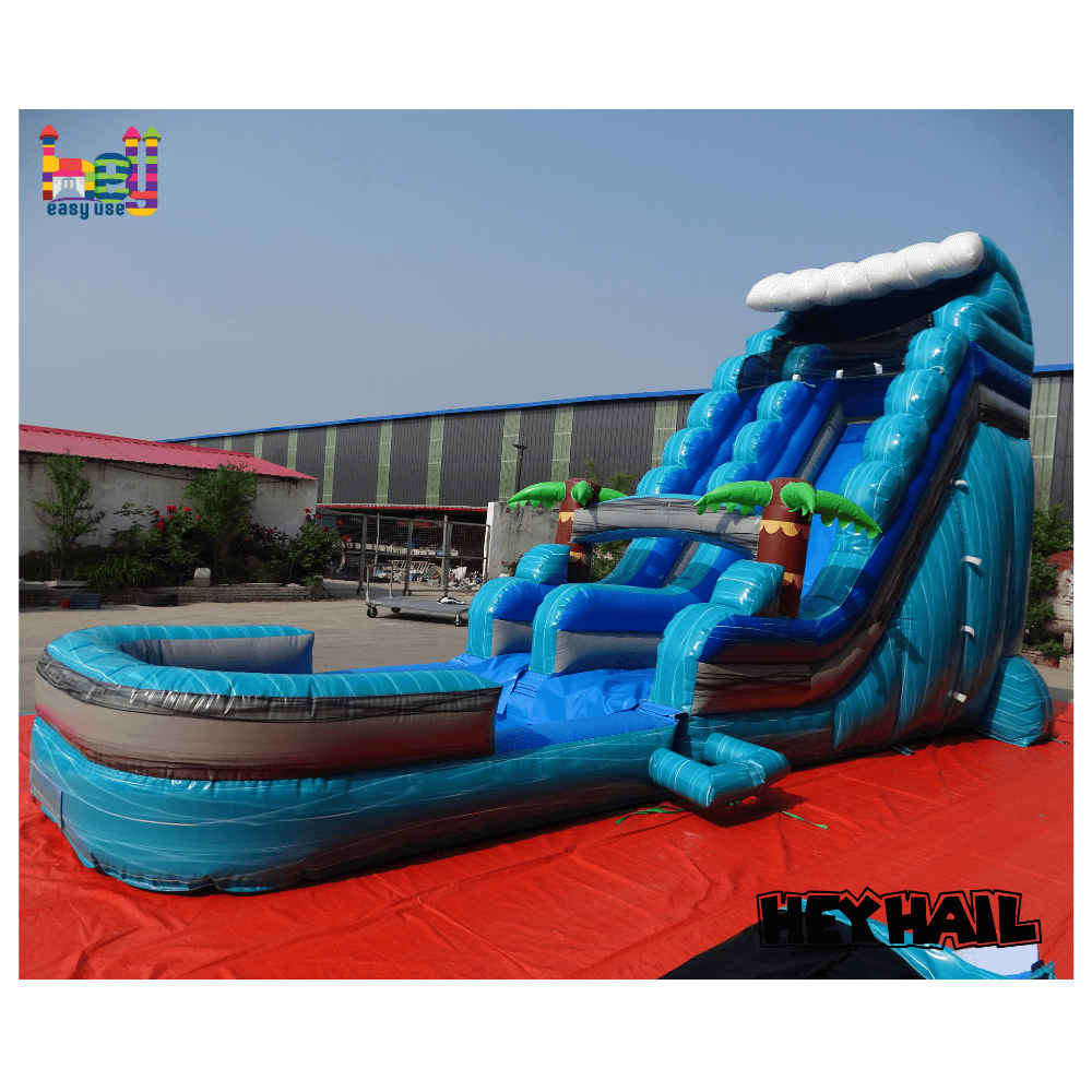 commercial giant marble blue inflatable wet slide