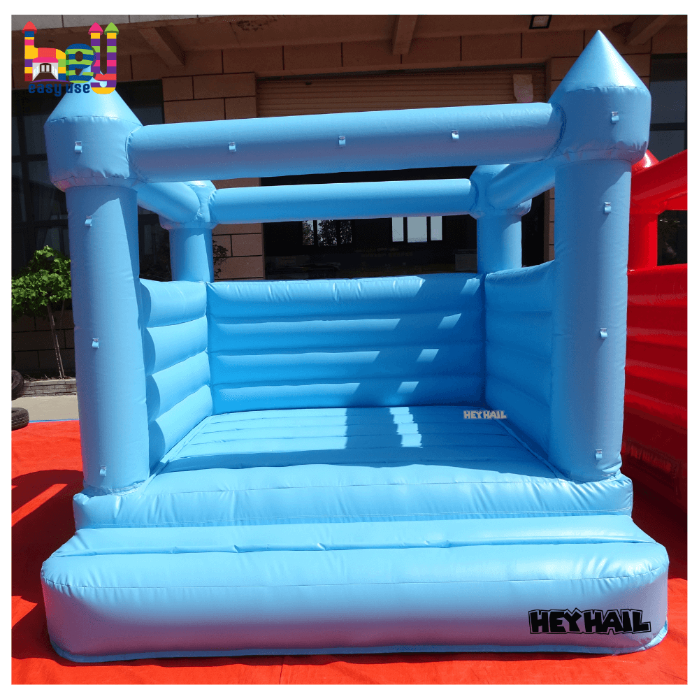 Pastel blue inflatable bounce house mini bouncy castle jumper slide sky blue inflatable bouncer