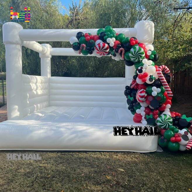 Commercial all white bounce house for sale with blower