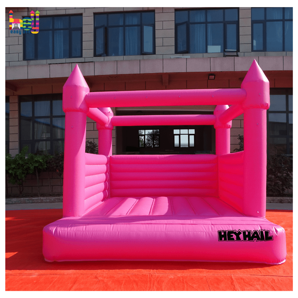 Pink Bouncy House Commercial PVC Inflatable Bounce Castle White