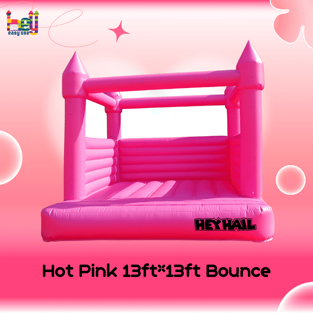 Pink Bouncy House Commercial PVC Inflatable Bounce Castle White