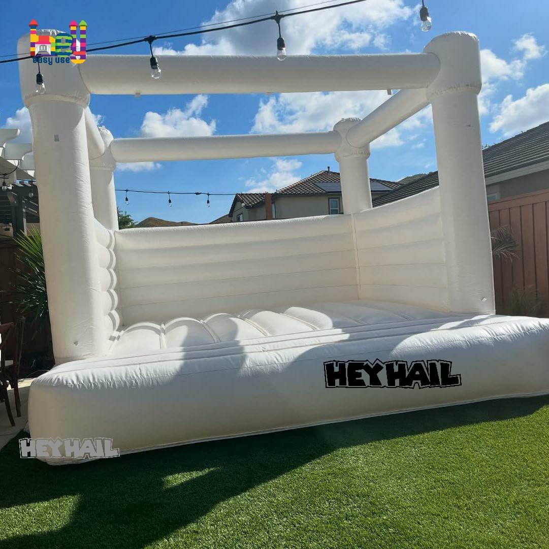 Inflatable White Bounce House Jumper Castle Decorate For Wedding Party