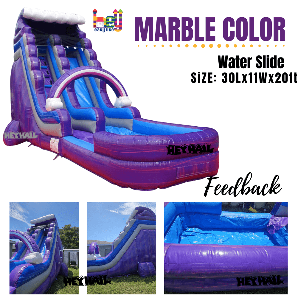 Purple Inflatable Marble Slide With Pool