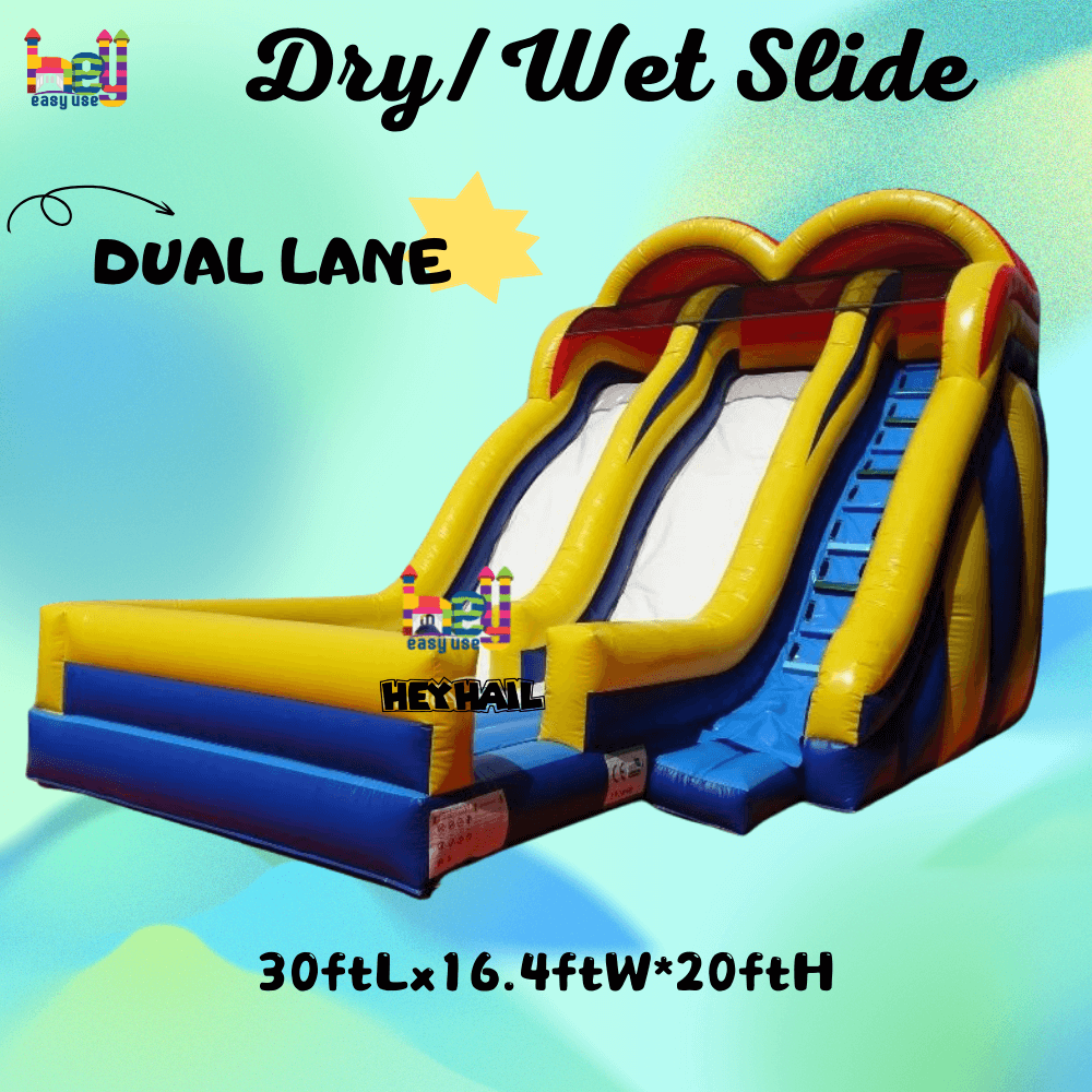 Double Lane Inflatable Dry Slide