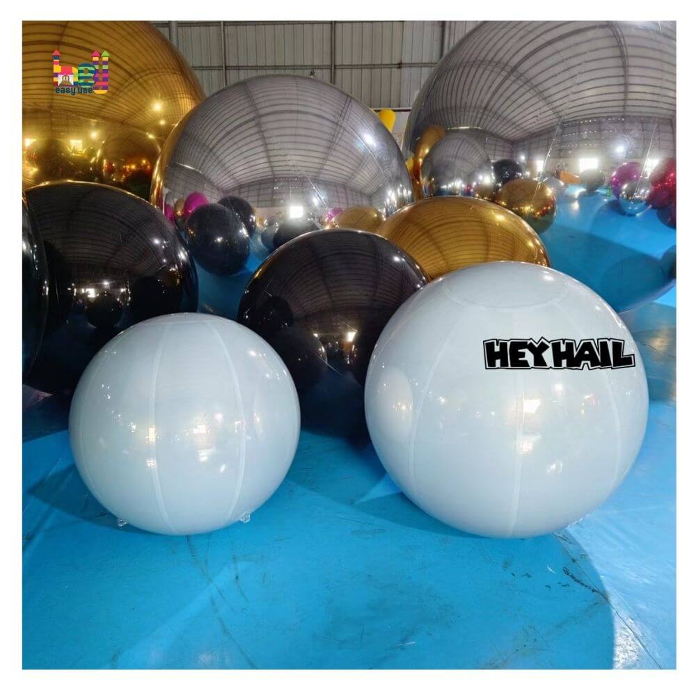 Silver inflatable mirror ball