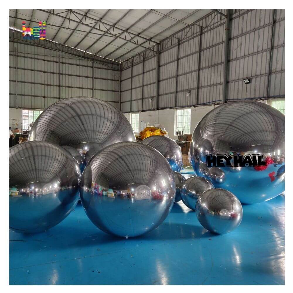 Silver inflatable mirror ball