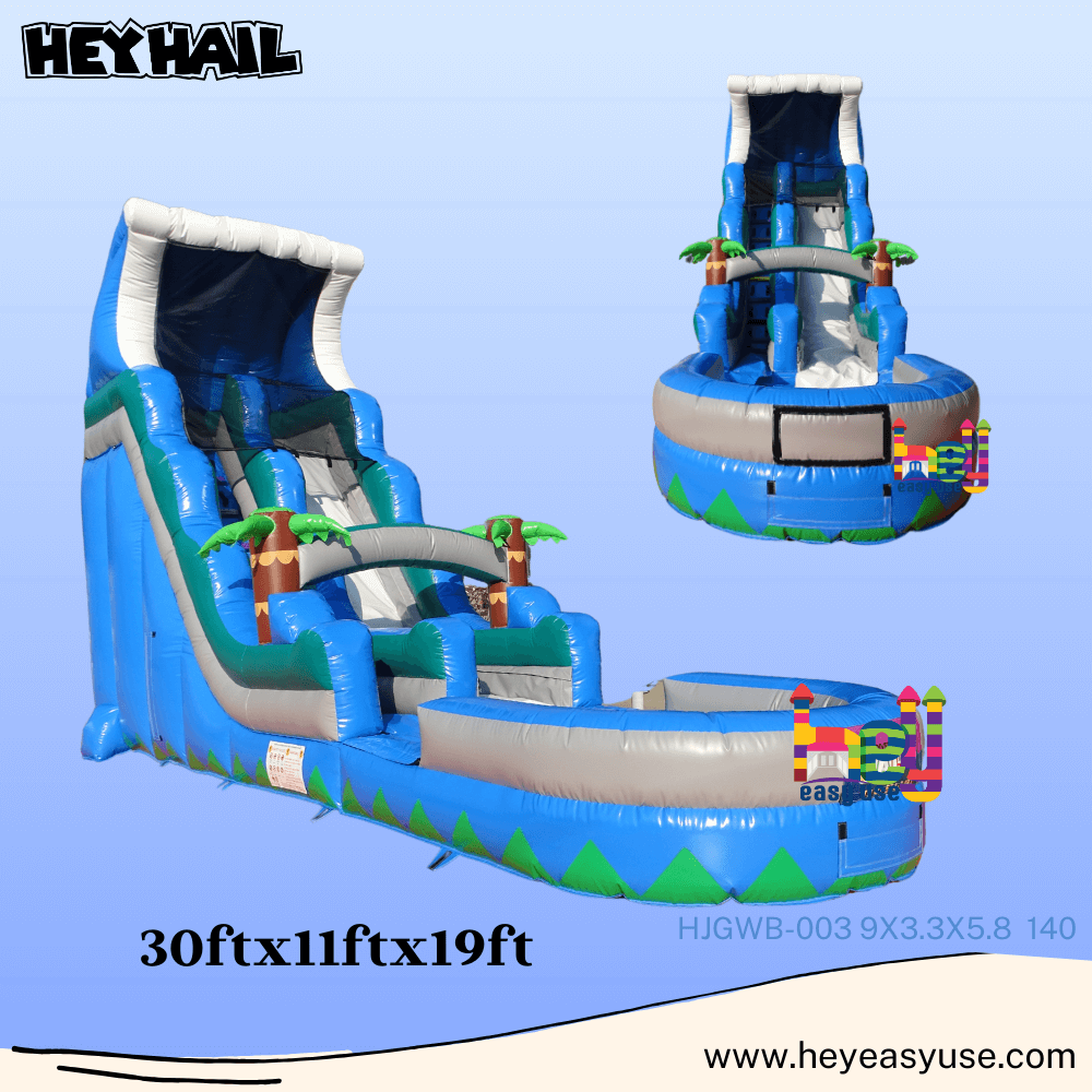 Blue plam tree Inflatable water slide 