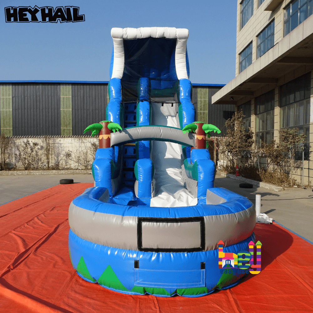 Blue plam tree Inflatable water slide 