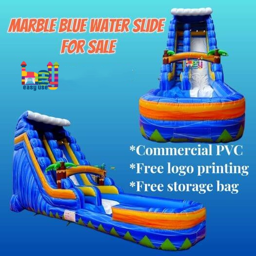 summer water game marble blue inflatable water slide 