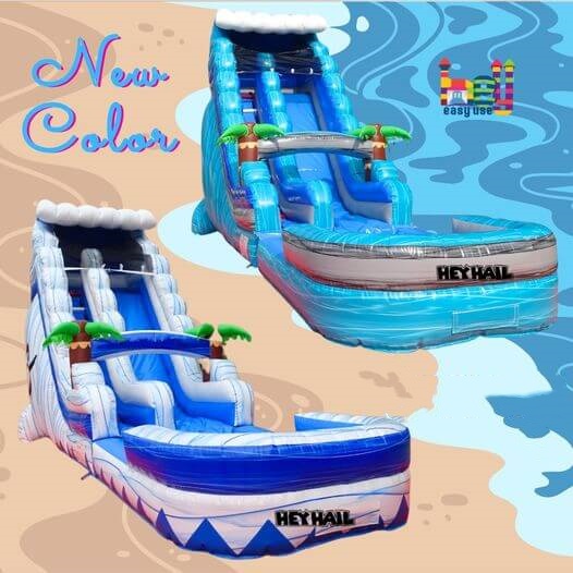 Outdoor Blow Up Marble Inflatable Water Slide With Pool Water Games On Summer