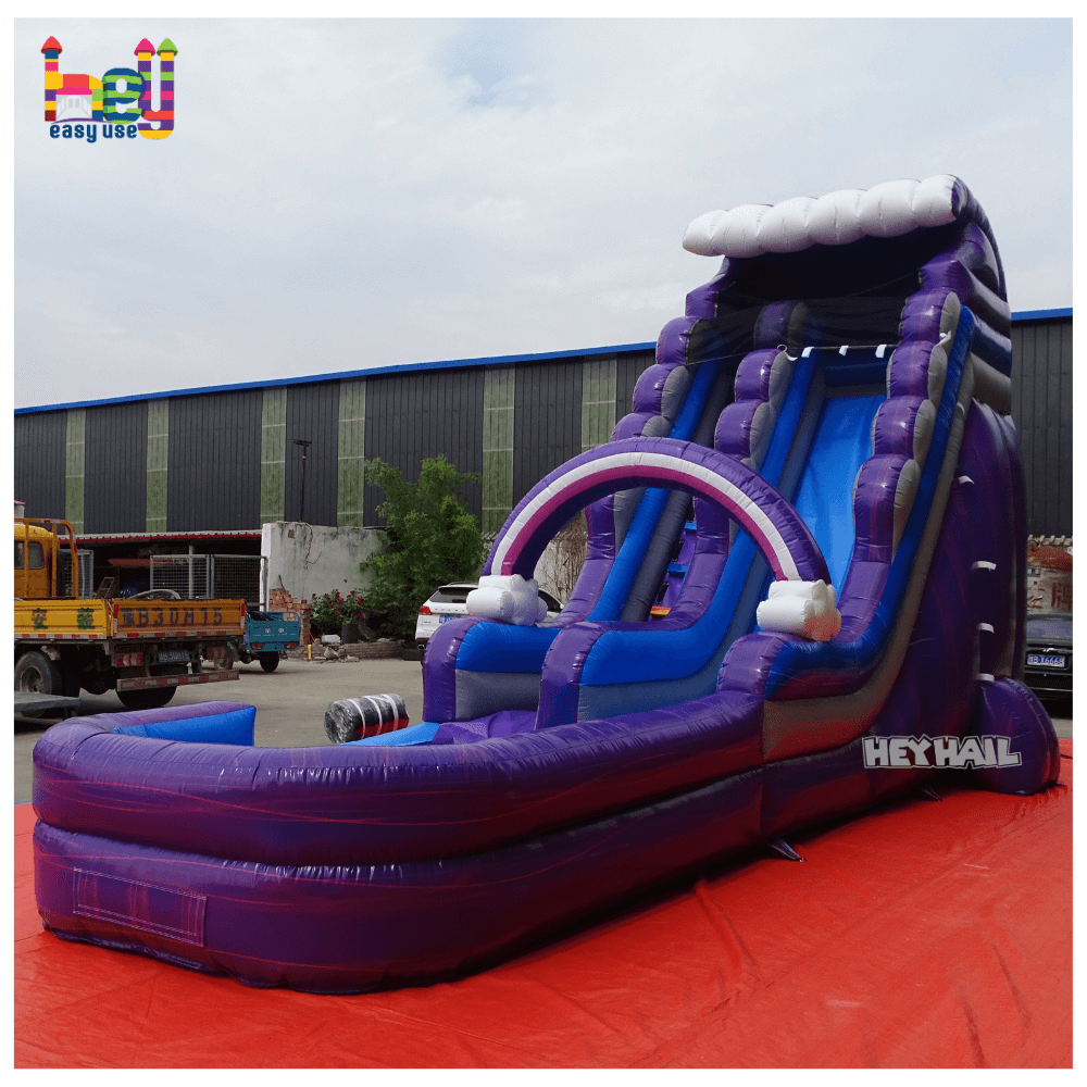 Purple Inflatable Marble Slide With Pool