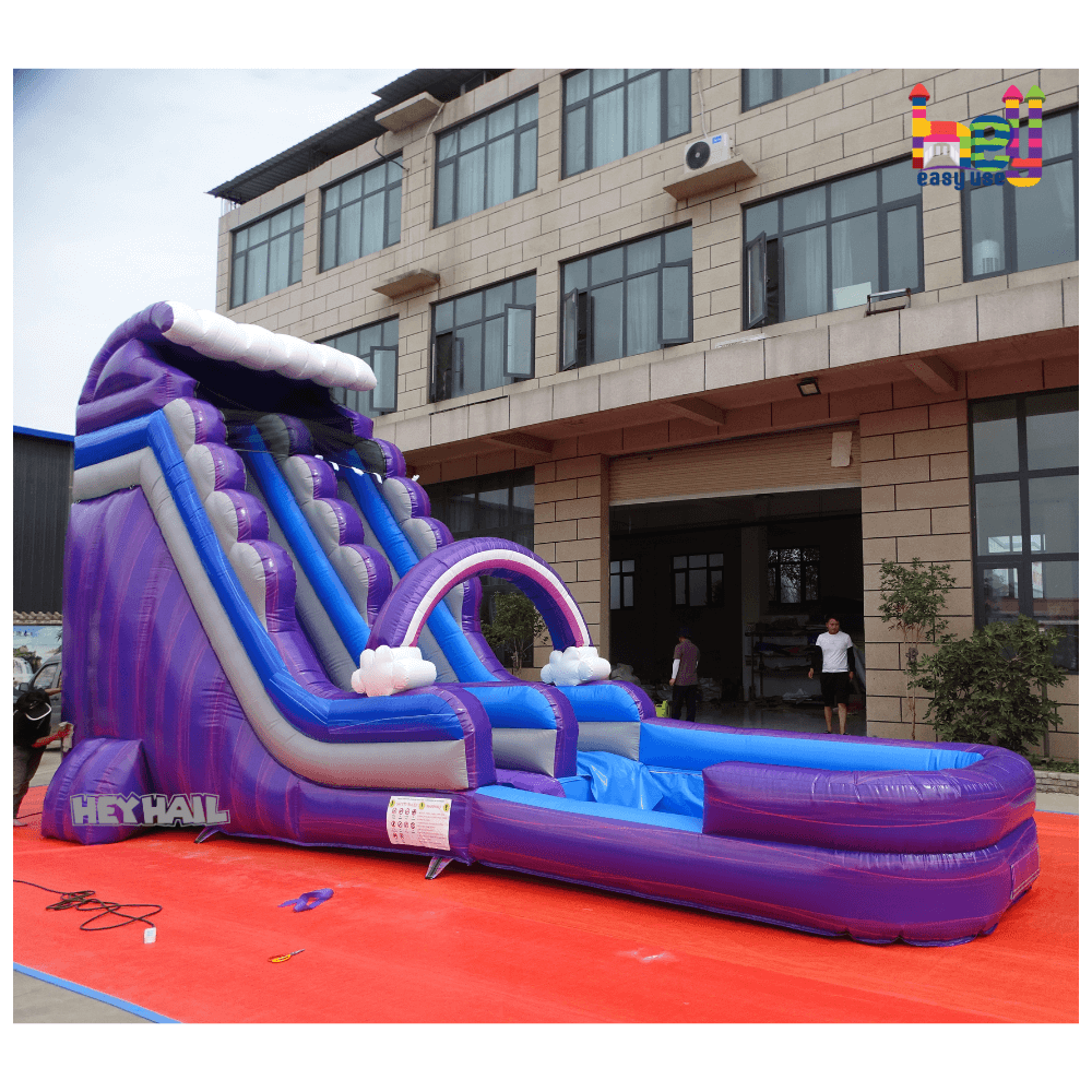 Purple Inflatable Marble Slide With Pool