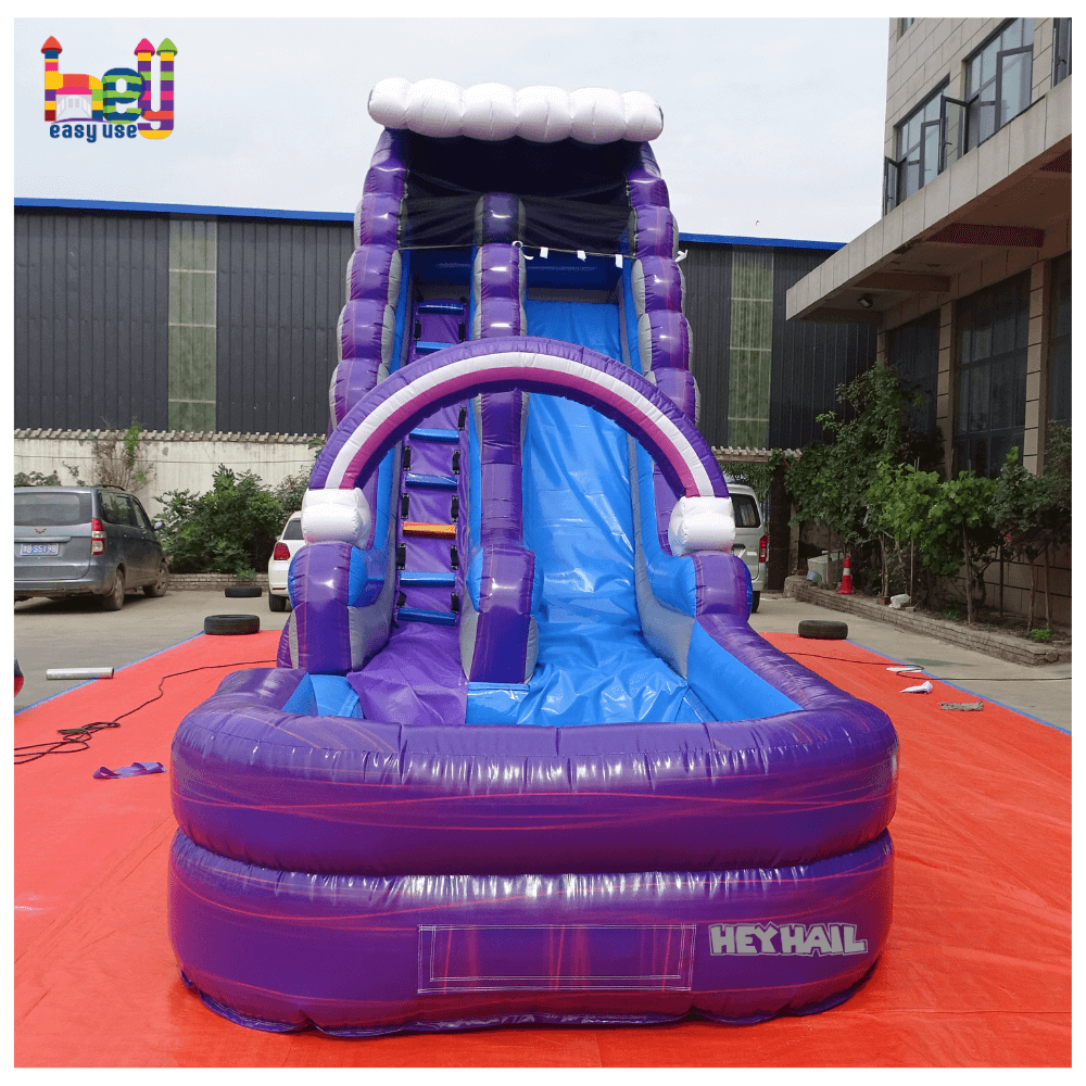 Purple Inflatable Marble Slide With Pool