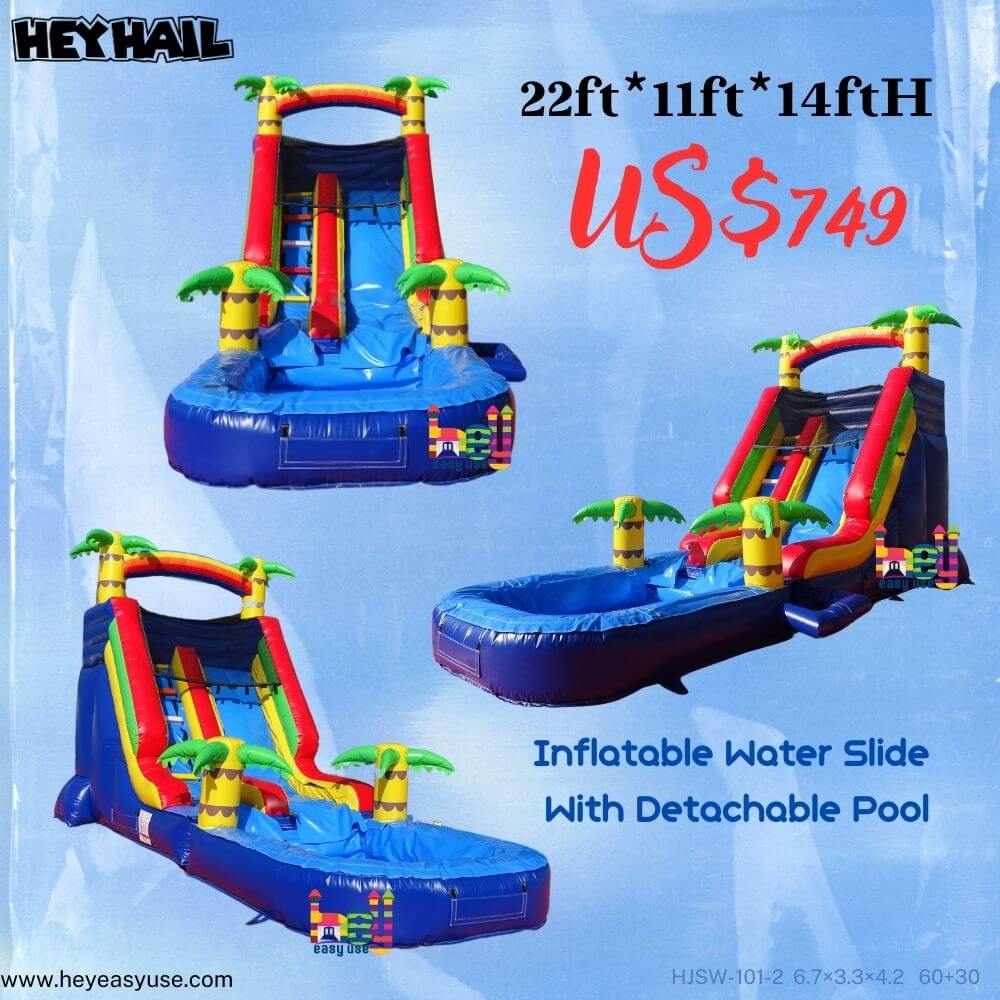 colorful outdoor mini inflatable water slide for kids